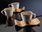 White and Gold Vintage Turkish Tea and Coffee Cups