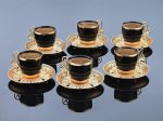 Vintage Espresso Demitasse cups and Saucers Set | Black and Gold