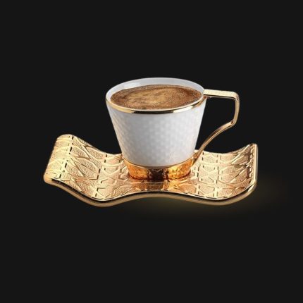 White and Gold Vintage Turkish Tea and Coffee Cups