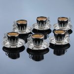 Modern Touch Vintage Coffee Cups, Metal Holders and Saucers set