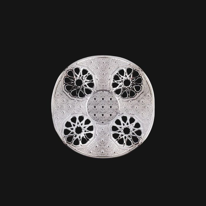 Nisa Cup Set | in Pearl color -Silver Metal Holders and Saucers