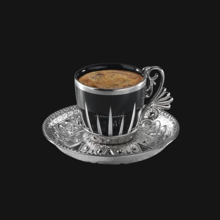 Modern Touch Vintage Coffee Cups, Metal Holders and Saucers set