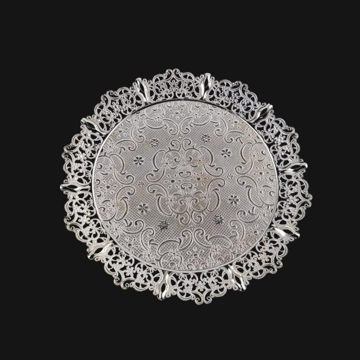 Silver color, Embroidered Tray | Silver