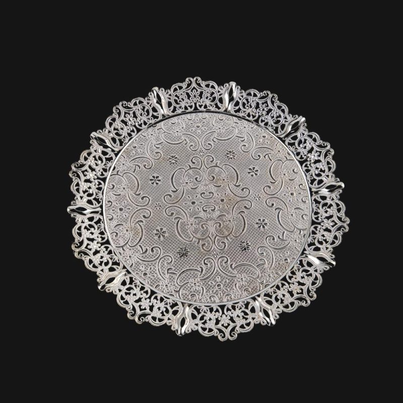 Silver color, Embroidered Tray | Silver