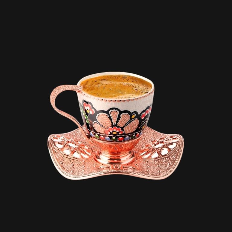 rose gold metal, Nisa Cup Set, Rose Gold Metal Holders and saucers