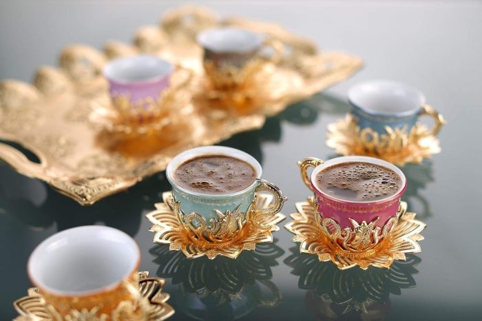 Gold Multicolored Coffee Cup Set