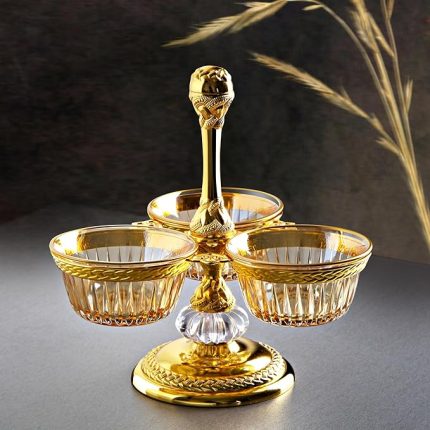 Triple Glass Bowl Set | Glass- Gold