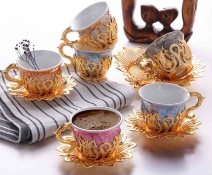 Gold Multicolored Coffee Cup Set