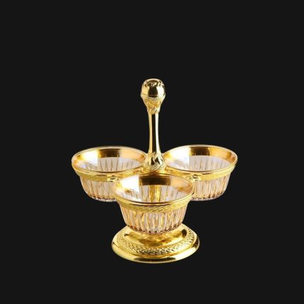 Triple Glass Bowl Set | Glass- Gold