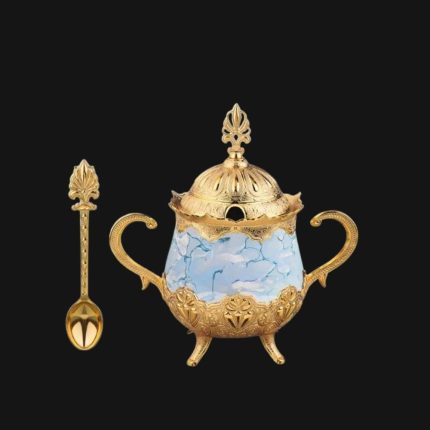 Authentic Fancy Sugar Bowl | Gold- Baby Blue