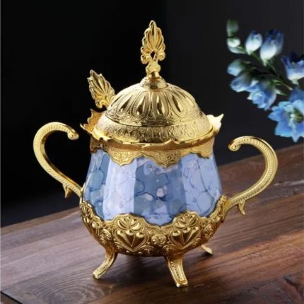 Authentic Fancy Sugar Bowl | Gold-Baby Blue