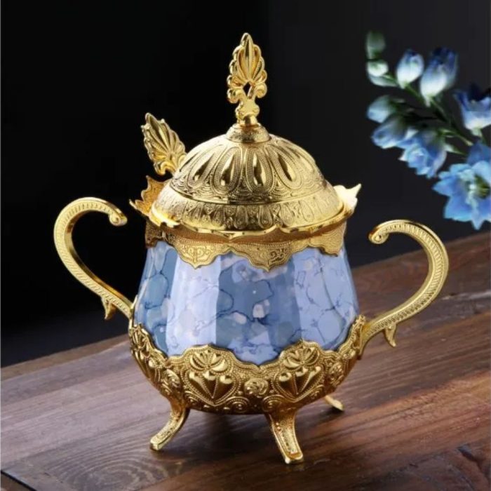 Authentic Fancy Sugar Bowl | Gold-Baby Blue