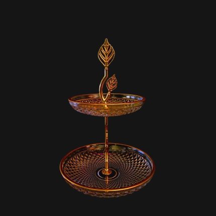 2 Tier Glass Plate | Gold