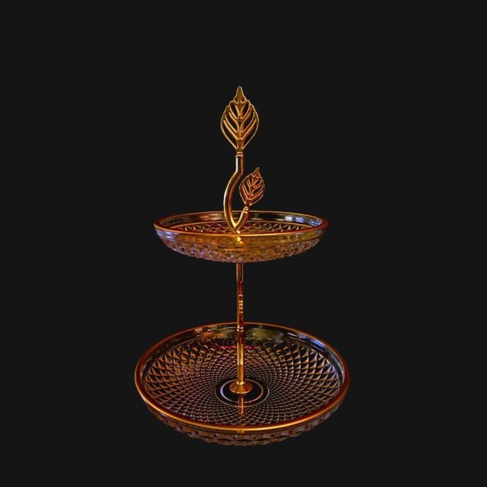2 Tier Glass Plate | Gold