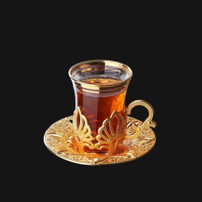 Tea Glass and Saucer set in gold color.