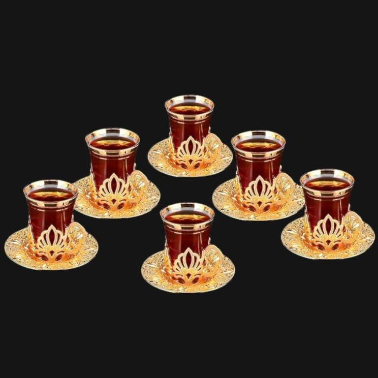 Tea Glass and Saucer set in gold color.