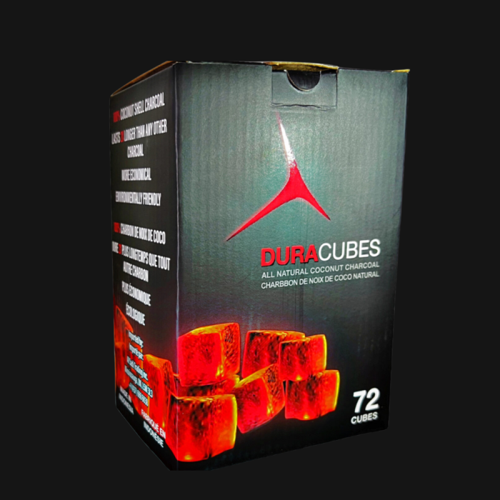Dura Charcoal 64 – 100% natural coconut charcoal for shisha sessions.